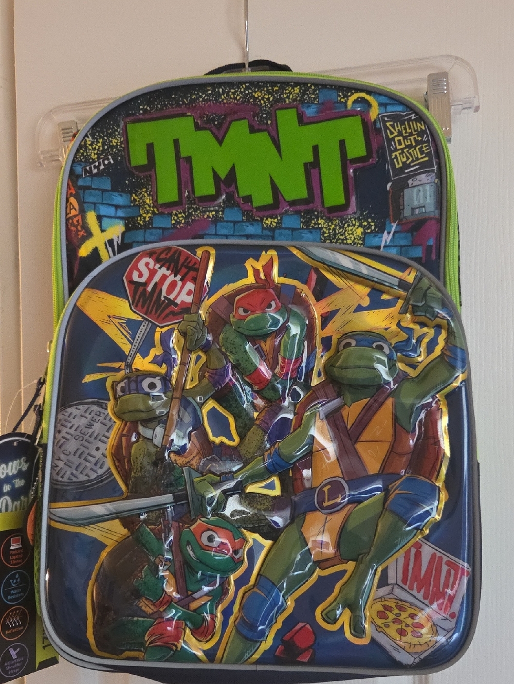Nickelodeon TMNT Kids Backpack in Navy Blue & Lime Green